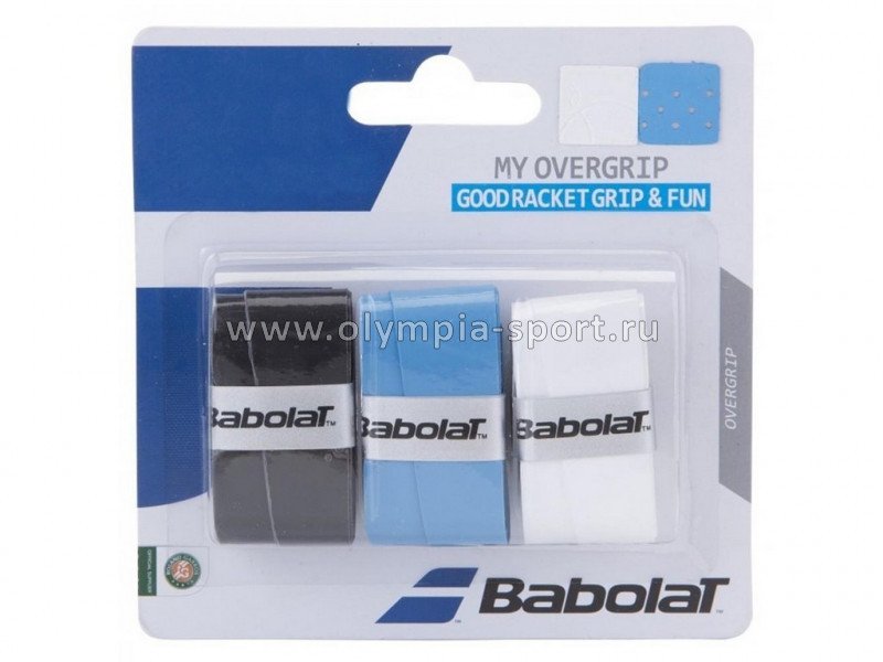 Овергрип Babolat MY GRIP, арт.653045-164, 0,6мм, 3шт. черно-голубо-белый