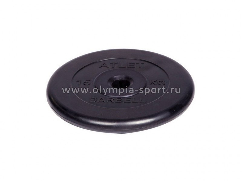 Диск обрезиненный черный d 31мм 15кг Atlet